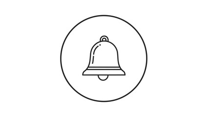 Minimalist notification bell icon in a simple circle for alerts and updates. isolated on white background, Vector