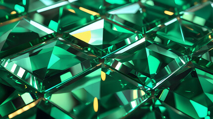 Emerald Green Luxury Geometric Glass Mosaic with Translucent Crystal Glow
