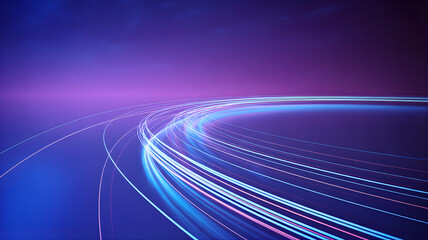 Abstract motion with light trails on a vibrant gradient background, creating a sense of speed and futuristic design