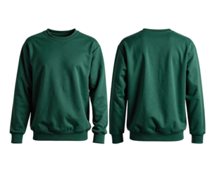 A front and back view of a teal-colored sweatshirt isolated on a solid black background
