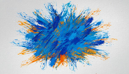 Abstract Explosion of Vibrant Blue and Orange Hues on Textured White Background