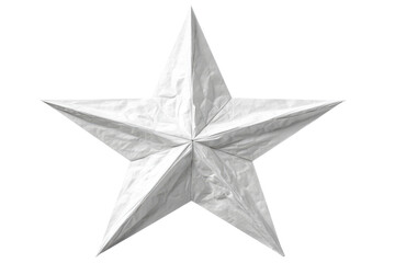 White five pointed star made of crumpled paper on black background image, Png On White Background, Isolated on Transparent Background, Cut Out