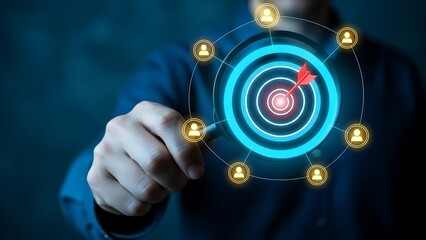 Business Target Audience Selection Strategy Concept with Customer Connections and Marketing Goals