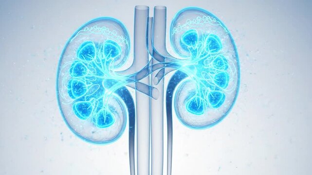 Kidney health animation with light gradients for renal function education