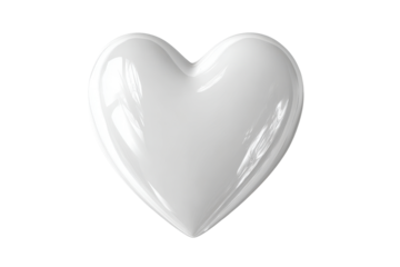 Glossy white heart shape object isolated on black background studio shot shiny smooth, Png On White Background, Isolated on Transparent Background, Cut Out