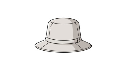 A simple light-colored bucket hat with a brim and band.