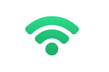 Green wifi symbol icon on black background signal waves wireless internet, Png On White Background, Isolated on Transparent Background, Cut Out