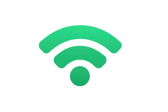 Green wifi symbol icon on black background signal waves wireless internet, Png On White Background, Isolated on Transparent Background, Cut Out - Powered by Adobe