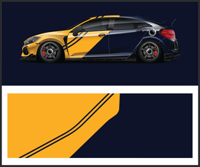 Fototapeta premium Two tone sports car with yellow and blue paint job on dark background