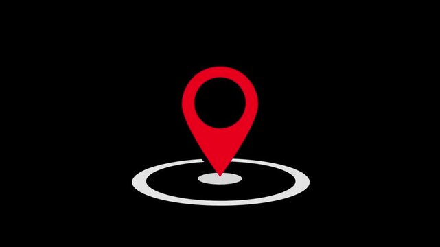 Pin Location Map Icon Animation &ndash; Smooth Dropping Marker Motion for Navigation, GPS Tracking, and Map Interface Videos
