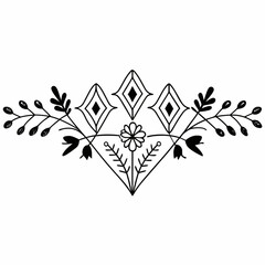 Symmetrical floral and diamond decorative element