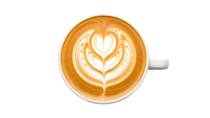 Latte art coffee cup isolated on transparent background