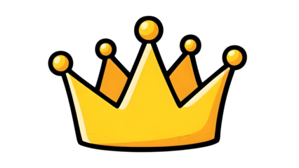 Golden crown symbol isolated on transparent background