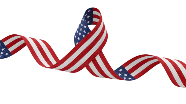 American flag ribbon waving isolated on transparent background - Powered by Adobe