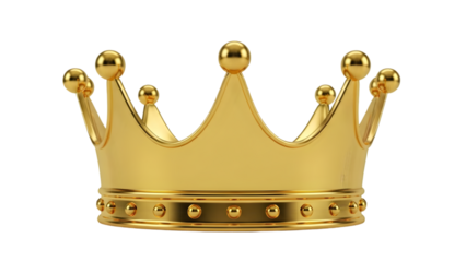 Golden royal crown isolated on transparent background