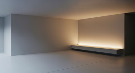 Modern minimalist interior with indirect wall lighting