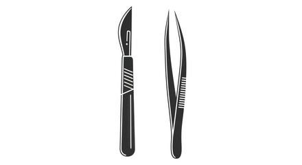 Surgical Scalpel and Tweezers Medical Instruments.