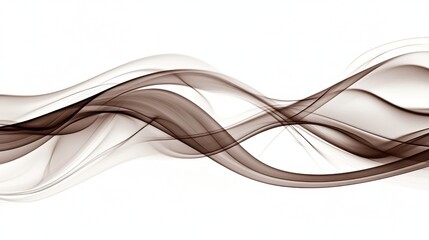 Obraz premium The image showcases flowing translucent brown waves against a white background, creating an elegant abstract design.