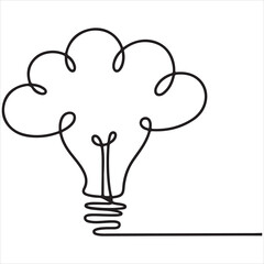 Creative Thinking A Minimalist Line Art Illustration of a Light Bulb Shaped Like a Cloud Symbol