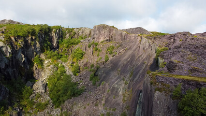 Quarry cliffs and slate faces at Glyn Rhonwy