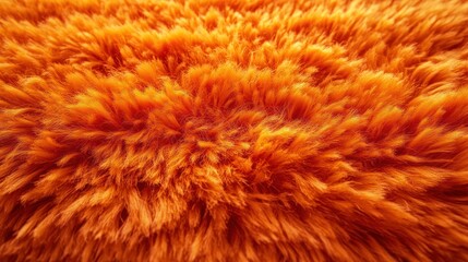Close-up view of a soft, fluffy orange textured surface with dense, fur-like fibers creating a warm and cozy feeling