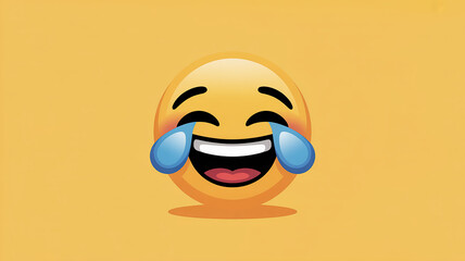 A Yellow Laughing Emoji with Tears &mdash; Joyful Emotion Illustration