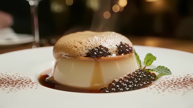 Decadent dessert trio adorns plate surrounded by wine glass sophistication rich velvety chocolate sauce drizzles sweet treats accompanied freshness mint leaves juicy berries perfectly captures.