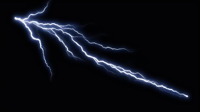 Bright, zig-zagging electrical bolt against black