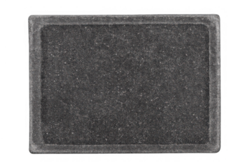 Empty dusty blackboard with a grunge texture and frame offering copy space, isolated on transparent background