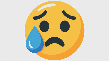 A Sad Yellow Emoji Face with Single Tear &mdash; Emotional Expression Illustration