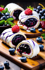 pancakes with blueberries and raspberries
