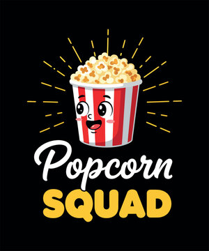Naklejki Popcorn Squad Cute Kawaii T Shirt  