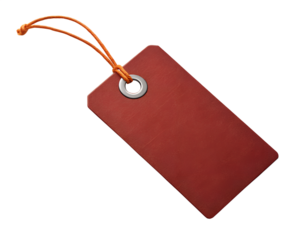 Blank Red Price Tag or Gift Label with Orange String