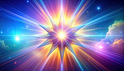 Vibrant cosmic starburst emitting brilliant light in ethereal space