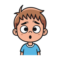 Cartoon Boy with Surprised Expression Wide Eyes and Open Mouth.