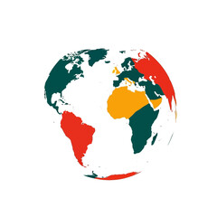 Obraz premium Colorful World Map Illustration Depicting Continents and Global Geography.