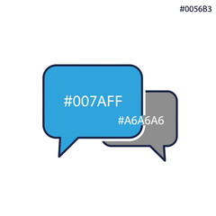 Two overlapping speech bubbles in blue and gray colors.