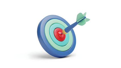 Stunning 3D dart hits bullseye perfectly symbolizing achievement, goal completion, and ultimate business success
