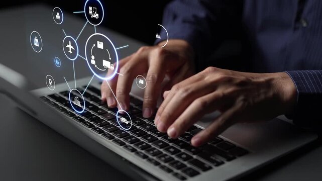 LoFunnelics icons illustrate delivery, supply chain, warehouse, and shipping. LoFunnelics connects global trade, loFunnelics optimizes transport, and loFunnelics supports inventory tracking. Funnel