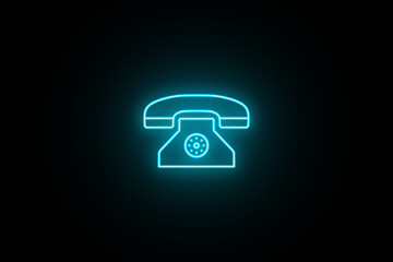 Neon glowing Phone icon on black background. Neon Telephone icon symbol. Cellular phone.