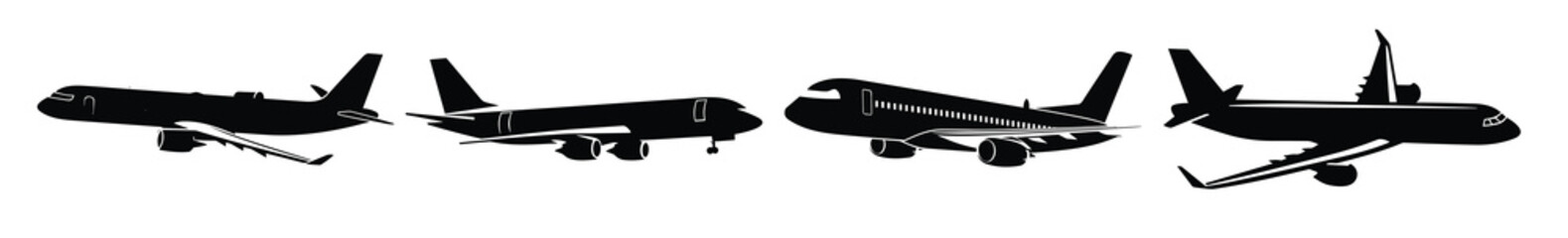  airplanes silhouette collection planes in flight black 