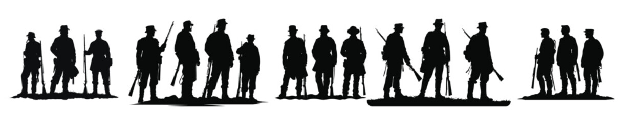 american civil war soldiers silhouette vector set civil war 