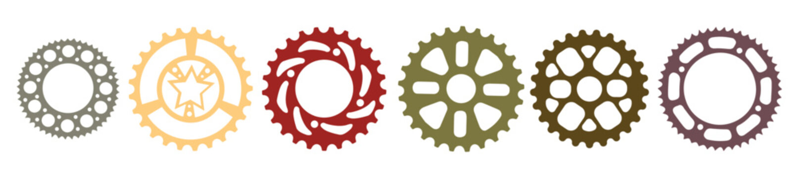 bike sprocket flat vector set