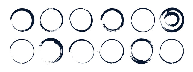 black abstract grunge circle stamp texture ink hand drawn