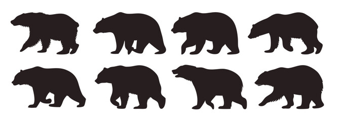 bear graphics silhouette set 