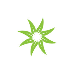 Green leaf flower logo design on white background