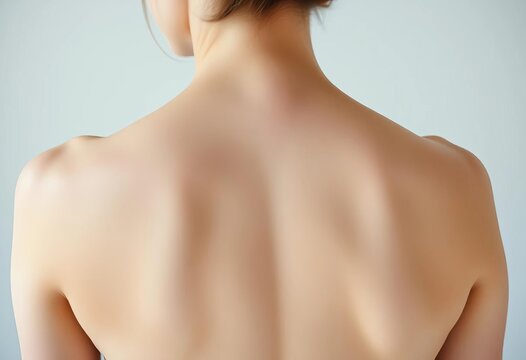 Smooth, pale skin of a bare back; delicate spine visible,  lighting,  resource