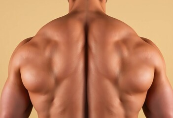 Fototapeta premium Broad, muscular male back with defined spine and shoulder blades, photography, strength
