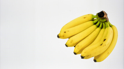 Banana Bunch Isolated on White Background, Tropical Fruit Rich in Potassium and Natural Energy Nutrition Concept