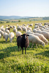 Fototapeta premium A Black Sheep Among White Sheep